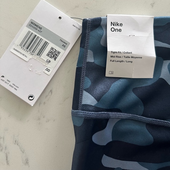 Nike One Mid Rise Blue Camo Leggings Running Workout - Picture 10 of 16